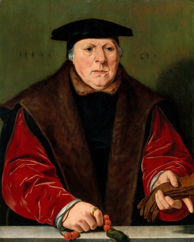Portret van een man met een rozenkrans, 1545 door Unbekannt