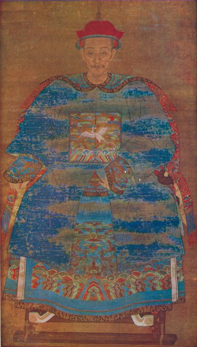 Portret van een Manchu staatsman, ca. 17e eeuw door Unbekannt