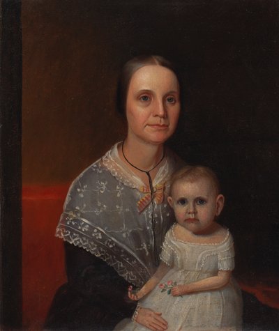 Portret van een moeder en kind door Unbekannt