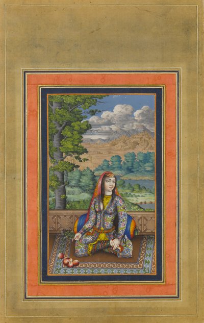 Portret van een Perzische Dame, Folio uit het Davis Album door Unbekannt