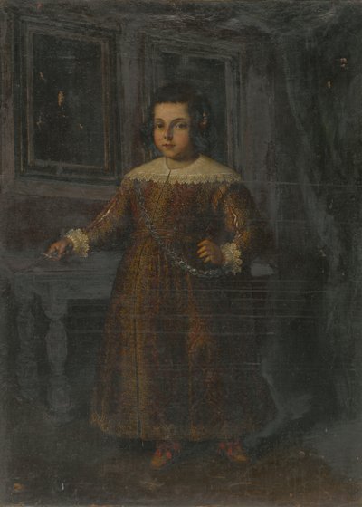 Portret van een staand meisje door Unbekannt