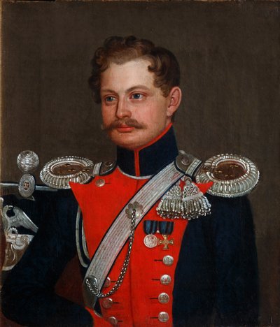 Portret van een stafkapitein van het 3e Elisavetgrad Huzarenregiment, 1837 door Unbekannt