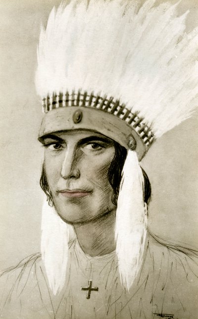 Portret van een Amerikaanse Indiaan, 20e eeuw door Unbekannt