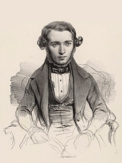 Portret van pianist en componist Jacob Rosenhain 1813-1894, 1845 door Unbekannt