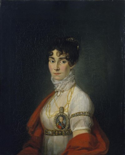 Portret van de actrice en zangeres, gravin Praskovya Sheremetyeva Zhemchugova 1768-1803 door Unbekannt