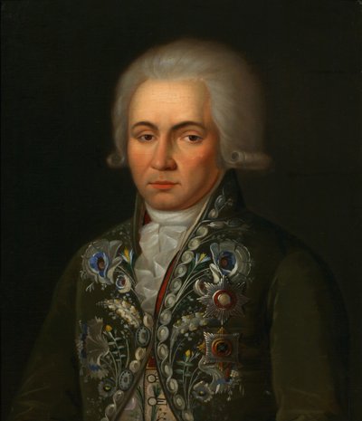 Portret van de dichter Gavrila R. Derzhavin 1743-1816, 1790s door Unbekannt