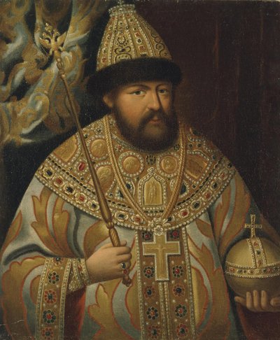 Portret van tsaar Alexis I Mikhailovich van Rusland 1629-1676, eind 18e eeuw door Unbekannt