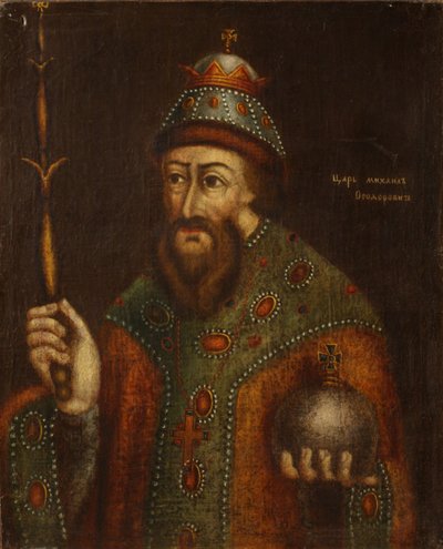 Portret van de Tsaar Michail I Fyodorovich van Rusland 1596-1645, begin 18e eeuw door Unbekannt