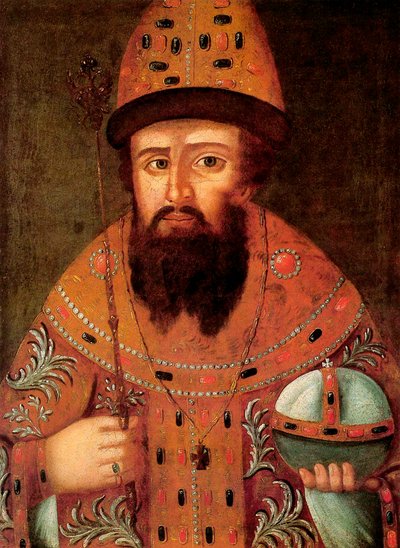 Portret van tsaar Michail I Fyodorovich van Rusland, 1596-1645, begin 17e eeuw door Unbekannt