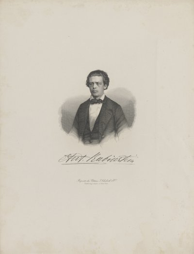 Portret van de componist Anton Rubinstein 1829-1894, ca. 1850 door Unbekannt