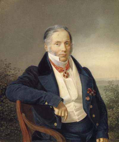 Portret van de schilder Alexander Sauerweid 1782-1844, eerste kwart van de 19e eeuw door Unbekannt