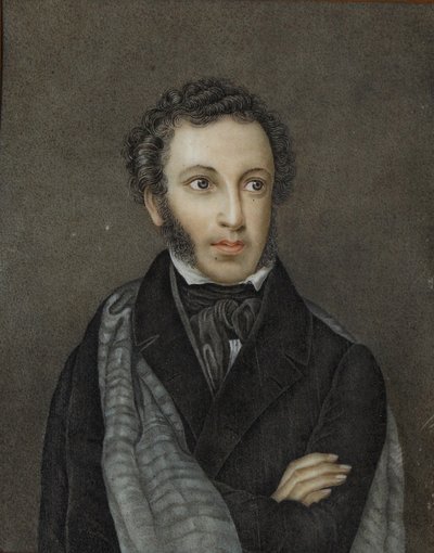 Portret van de dichter Alexander Sergejevitsj Poesjkin 1799-1837, eerste kwart van de 19e eeuw door Unbekannt