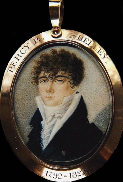 Portret van de dichter Percy Bysshe Shelley 1792-1822, ca. 1825 door Unbekannt