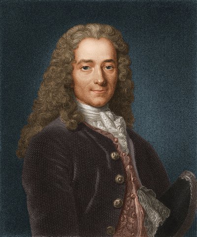 Portret van de schrijver, essayist en filosoof Francois Marie Arouet de Voltaire 1694-1778, 1730s door Unbekannt
