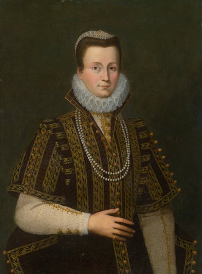 Portret van een dame met witte kraag door Unbekannt