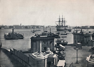 Portsmouth - Algemeen Uitzicht op de Haven, met Nelsons Oorlogsschip, De Victory, 1895 door Unbekannt