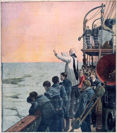 Gebeden op de plaats van het zinken van de Titanic, 1912 door Unbekannt