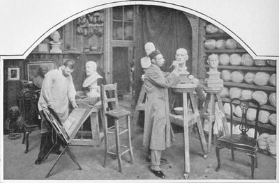 Modellen voorbereiden bij Madame Tussauds, Londen, ca. 1903 door Unbekannt