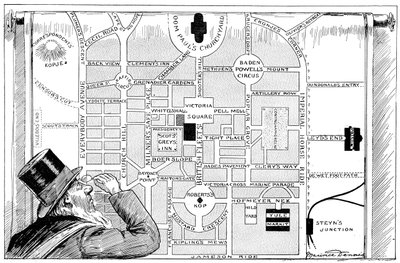 President Kruger bekijkt een plan van het Nieuwe Pretoria, 1900 door Unbekannt