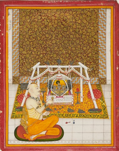 Priester bij een Krishna-heiligdom door Unbekannt