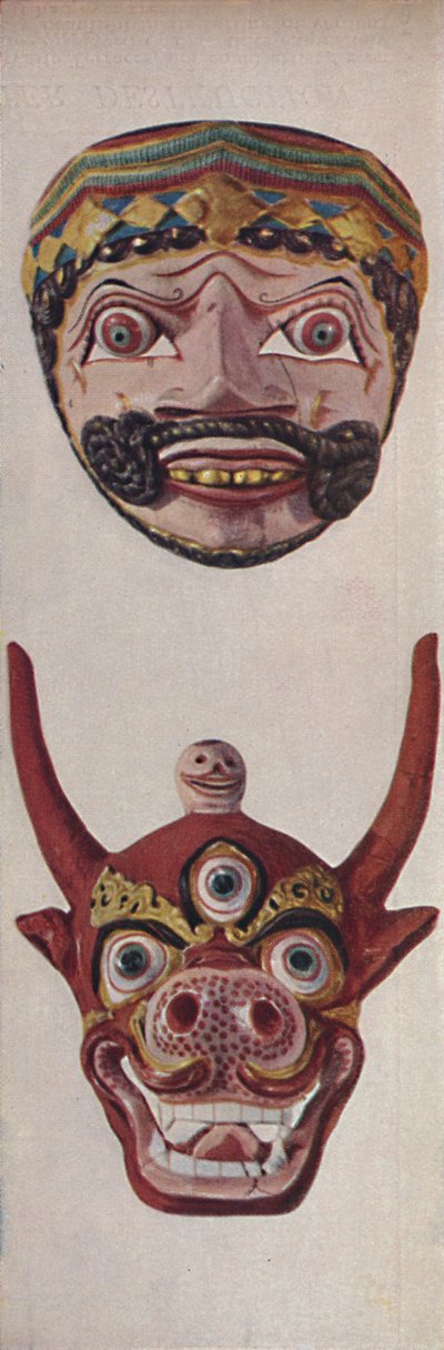 Primitieve culturen in ritueel en festivalmaskers - Festivalmasker en koeienmasker, ca. 1935 door Unbekannt
