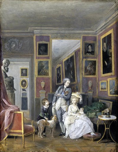 Prins Alexander Sergeevich Stroganov met zijn vrouw Ekaterina Petrovna en kinderen, ca. 1778 door Unbekannt