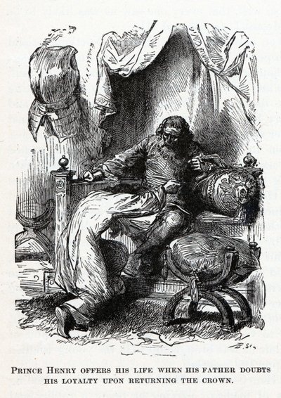 Prins Hendrik biedt zijn leven aan wanneer zijn vader twijfelt aan zijn loyaliteit bij het teruggeven van de kroon, 1882 door Unbekannt