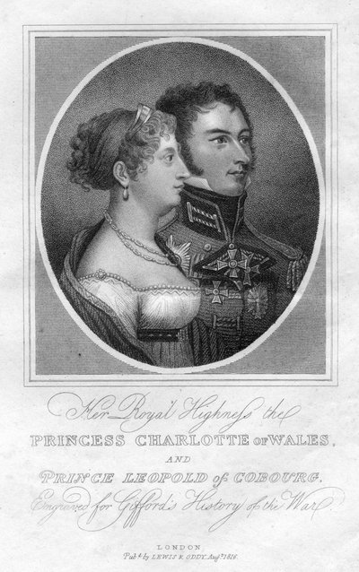 Prinses Charlotte van Wales en Prins Leopold van Saksen-Coburg door Unbekannt