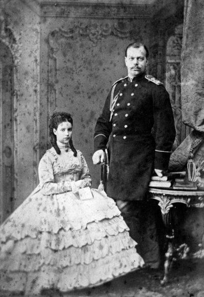 Prinses Dagmar van Denemarken en Groothertog Alexander Alexandrovich van Rusland door Unbekannt