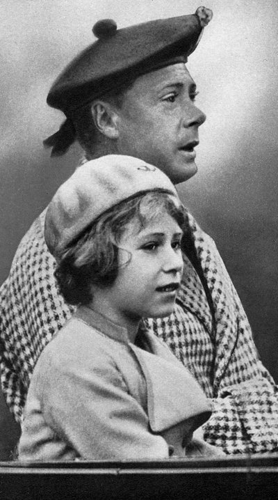 Prinses Elizabeth met haar oom David door Unbekannt