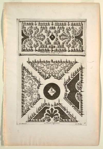 Print, Platte Bende decoup de Floeurs (Vlakke band van bloemen, vijf verschillende variaties) door Unbekannt