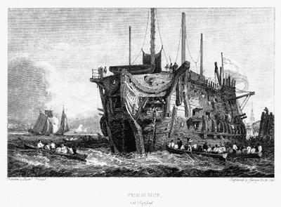 Gevangenishulk in Deptford, Londen, ca. 1826 door Unbekannt