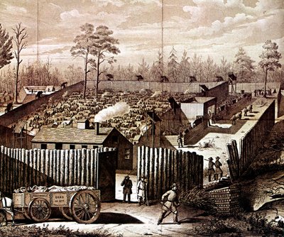 Gevangenisstockade in Andersonville, Georgia, Amerikaanse Burgeroorlog, 1861-1865 door Unbekannt