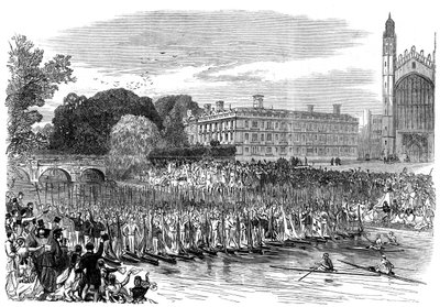 Processie van boten in Cambridge, 1870 door Unbekannt