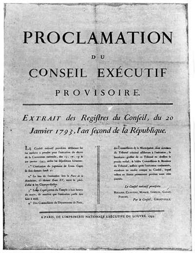 Proclamatie van de opdracht voor de executie van Lodewijk XVI van Frankrijk door Unbekannt