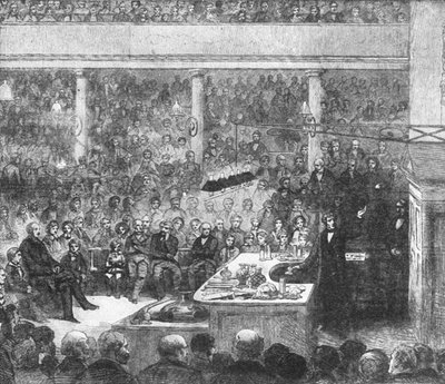Professor Faraday geeft een lezing aan het Royal Institute...1856, 1901 door Unbekannt