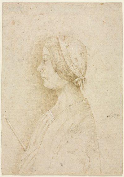 Profiel van een meisje met een kaars, 1400s door Unbekannt