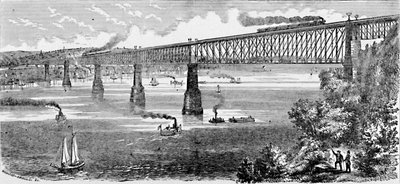 Voorgestelde Brug over de Hudson bij Poughkeepsie, 1883 door Unbekannt