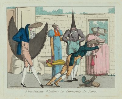 Provinciaux die de curiositeiten van Parijs bezoeken, ca. 18e eeuw door Unbekannt