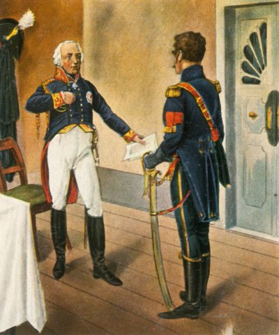 Pruisische Generaal Courbière, Commandant van Graudenz, en Franse gezant Savary door Unbekannt