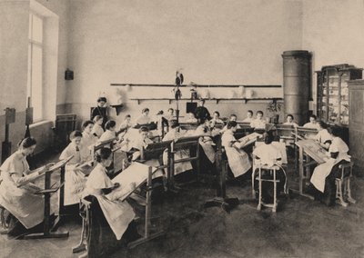 Leerlingen van het Smolny Instituut voor Adellijke Meisjes tijdens een schilderles, 1889 door Unbekannt
