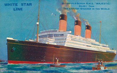 Quadruple-Screw R.M.S Majestic van de White Star Line, ca. jaren 1920 door Unbekannt