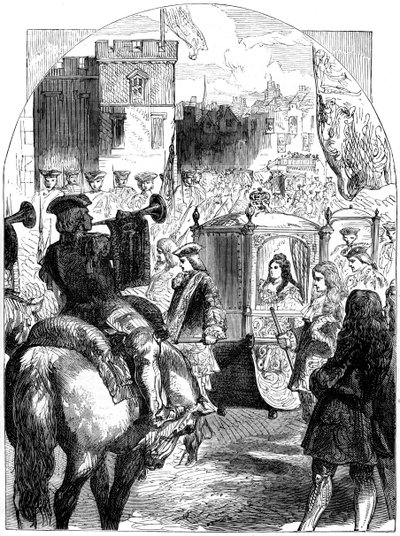 Laatste tocht van koningin Anne 1665-1714 naar het Parlementshuis, Westminster, Londen, 19e eeuw door Unbekannt