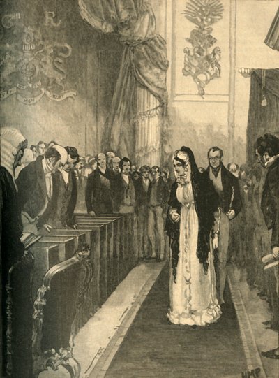 Koningin Caroline betreedt het Hogerhuis tijdens haar proces, Westminster, Londen, 1820 ca. 1890 door Unbekannt