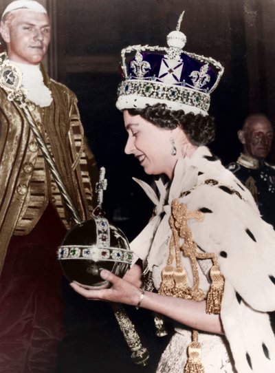 Koningin Elizabeth II keert terug naar Buckingham Palace na haar Kroning, 1953 door Unbekannt