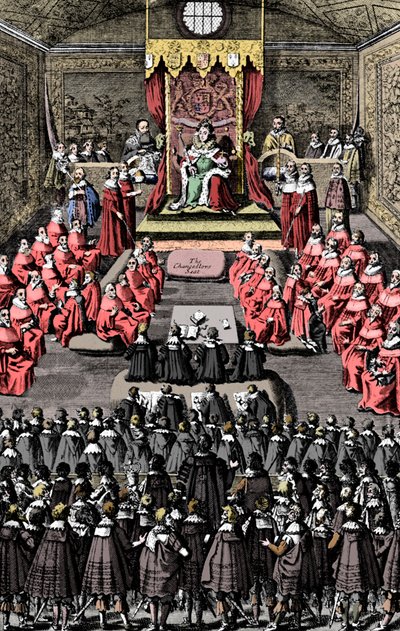 Koningin Elizabeth I in het Parlement, 16e eeuw, ca. 1902-1905 door Unbekannt