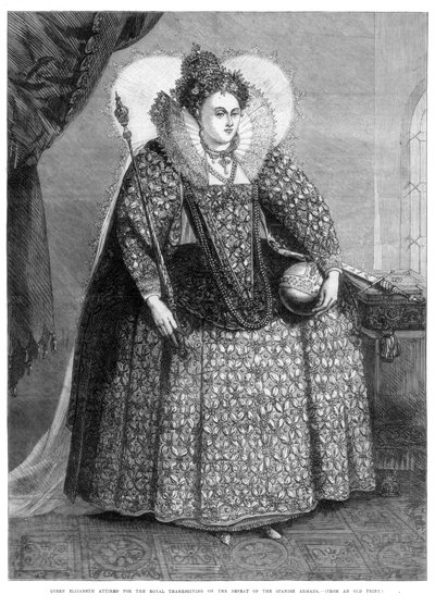 Koningin Elizabeth gekleed voor de koninklijke dankzegging na de nederlaag van de Spaanse Armada, 1872 door Unbekannt