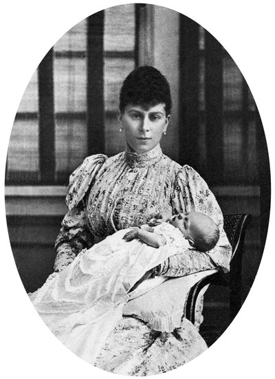 Koningin Mary met de toekomstige koning Edward VIII, c1894 door Unbekannt