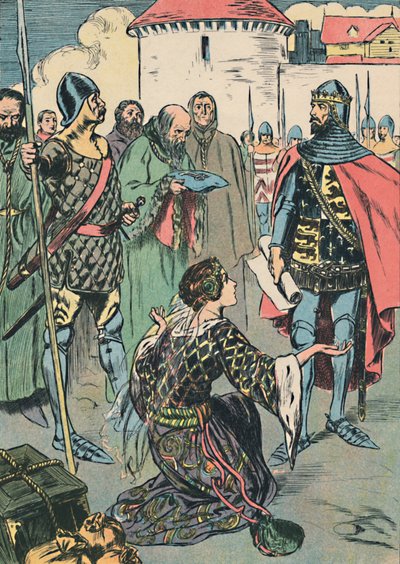 Koningin Philippa pleit voor de mannen van Calais, ca. 1907 door Unbekannt