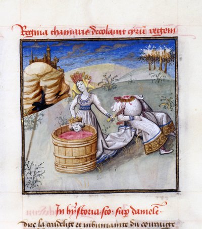 Koningin Tomyris. Uit: Speculum Humanae Salvationis Spiegel van Menselijke Verlossing door Ludolph van Saksen door Unbekannt